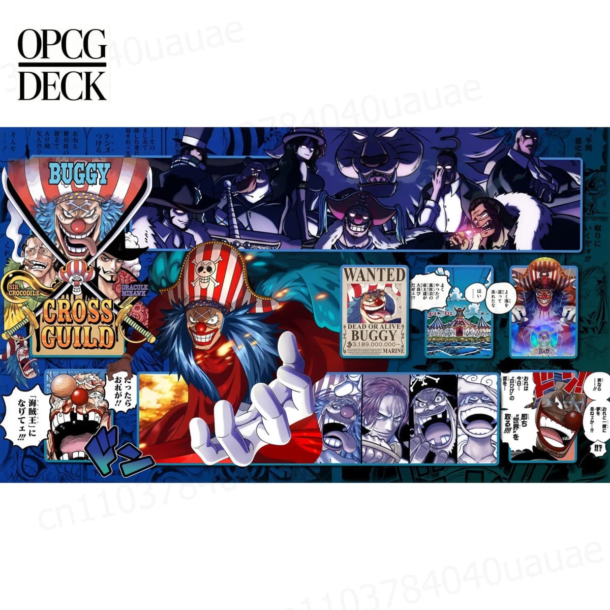 One Piece Opcg Playmat Card Game Buggy The Clown Dracule Mihawk Kaido Anime Playmat High-Quality Card Game Mat 60*35Cm