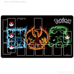 Kanto Starters Elemental TCG Playmat Non-slip Rubber Desk Mat