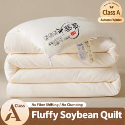 Soybean Fiber Filled Fluffy Comforter Thick Warm Autumn Winter Duvet Insert Solid Color Brushed Soft Quilt for Single Double Bed