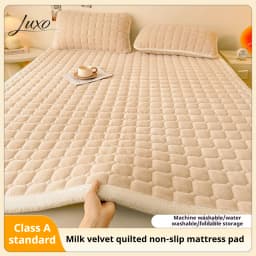 Thickened Warm Milk Fleece Autumn Winter Bed Pad Warmth  Fluffy Cozy Queen Bed Sheet Anti-slip Antistatic King Mattress Toppers