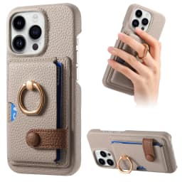 Leather Ring Support Phone Case for IPhone 17 Air 16E 18 16 15 14 13 12 11 Pro Max Plus Wallet with Card Holder Shockproof Cover