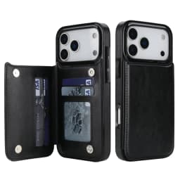 For iPhone 18 Pro/17 Pro Max/17eAir Wallet Case With Card Holder,PU Faux Leather Kickstand Card Slots Case,Double Magnetic Clasp