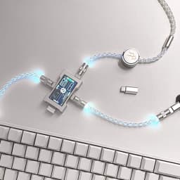 15cm/130cm C-C/USB-C Single Crystal Copper Keyboard Cable Supports 8K Magnetic Controllable Lights for HM Hub Computer Keyboard