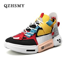 QZHSMY Summer 2022 Mixed Colors Sneakers Men Breathable Trendy Male Couple Shoes Big Size 46 Light Casual Shoe Zapatillas Hombre