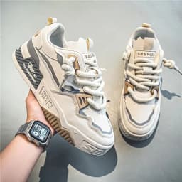 Men's Trendy Skate Shoes, Comfy Non Slip Casual Lace Up Sneakers For Men's Outdoor Activities