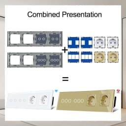 TAWOIA 299mm 1/2/3Gang Switches Function Part Touch 299Glass Front Panel EU Wall Socket Type-C Plug DIY Parts Free Combination