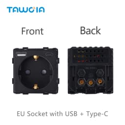 TAWOIA 299mm 1/2/3Gang Switches Function Part Touch 299Glass Front Panel EU Wall Socket Type-C Plug DIY Parts Free Combination