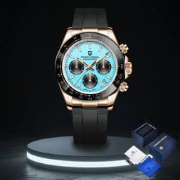 PAGANI DESIGN New Gold Blue Luxury Quartz Watch For Men Gift Box VK63 Movt Chronograph Sapphire Crystal Stainless Steel Watch