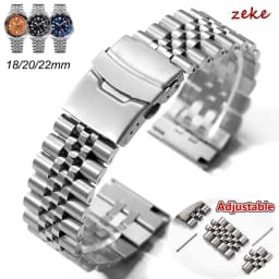 Solid Stainless Steel Watch Bracelet for Jubilee for Seiko SKX007/009 Silver Metal Watch Band 18mm 20mm 22mm Folding Clasp Strap