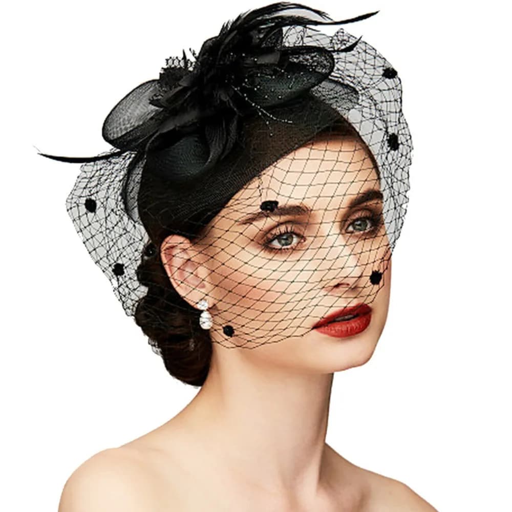 Birdcage Bride Veil Wedding Hair Accessories Flowers Feather Mesh Veil Face Cover Multi Colors Korea Japan Black White