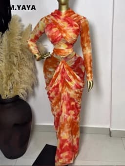 GLCMYAYA Tie Dye Printed Women Set Wrap Crop Top + Ruched Maxi Skirt 2026 Summer Beach Vacation Birthday Two Piece Set Outfits