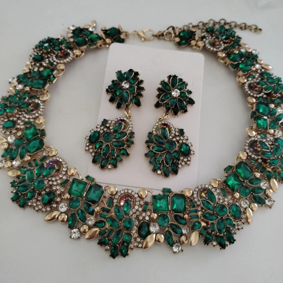 2026 New Fashion Green Crystal Rhinestone Large Collar Big Choker Necklace Women Statement Indian Necklace Wedding Jewelry