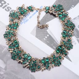 2026 New Fashion Green Crystal Rhinestone Large Collar Big Choker Necklace Women Statement Indian Necklace Wedding Jewelry