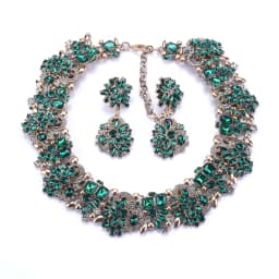 2026 New Fashion Green Crystal Rhinestone Large Collar Big Choker Necklace Women Statement Indian Necklace Wedding Jewelry