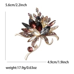 Beaut&Berry Luxury Crystal Glass Hand Bouquet Brooches for Women Unisex Flower Pins Available Casual Party Accessories Gifts