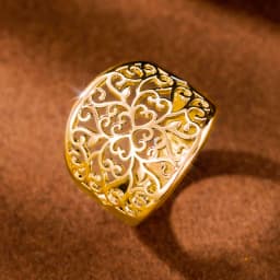 Huitan Hollow Out Aesthetic Ring for Women Gold Color/Silver Color Simple Stylish Lady Accessories Party Daily Statement Jewelry