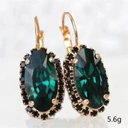 Fashion Gold Color Temperament Female Earrings Oval Deep Micro Inlaid Black Earrings Party Wedding Jewelry Anniversary Gifts