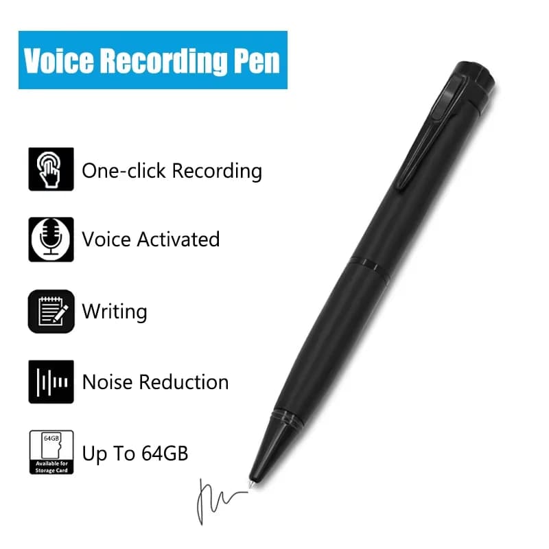Professional Digital Writing Voice Recorder Portable One-Touch Recording Pen High Definition for Study and Business Meeting