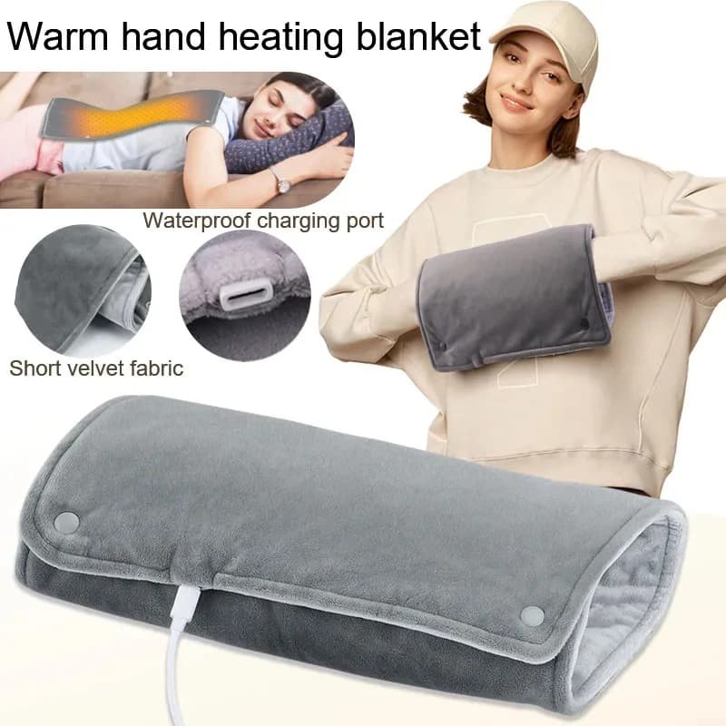 USB Thermostatic Hand Warmer for Winter Office and Home Use Shawl Warm Hands and Legs Short Velvet Fabric Heating Blanket