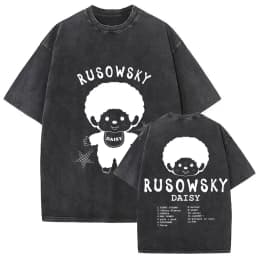 Vintage Washed Rusowsky Daisy Tour 2025 Fans T Shirt Men Women Hip Hop Fashion Clothing Short Sleeve T-shirt Pure Cotton Tshirts