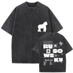 Vintage Washed Rusowsky Daisy Tour 2025 Fans T Shirt Men Women Hip Hop Fashion Clothing Short Sleeve T-shirt Pure Cotton Tshirts