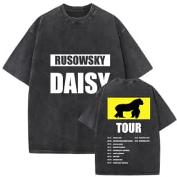 Vintage Washed Rusowsky Daisy Tour 2025 Fans T Shirt Men Women Hip Hop Fashion Clothing Short Sleeve T-shirt Pure Cotton Tshirts