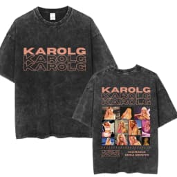 Hot Karol G Bichota Music Album Washed T Shirt Hip Hop Fashion Men Women Cotton Retro Short Sleeve Loose Summer Tees Streetwear