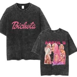 Hot Karol G Bichota Music Album Washed T Shirt Hip Hop Fashion Men Women Cotton Retro Short Sleeve Loose Summer Tees Streetwear