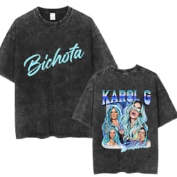 Hot Karol G Bichota Music Album Washed T Shirt Hip Hop Fashion Men Women Cotton Retro Short Sleeve Loose Summer Tees Streetwear