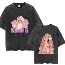 Hot Karol G Bichota Music Album Washed T Shirt Hip Hop Fashion Men Women Cotton Retro Short Sleeve Loose Summer Tees Streetwear