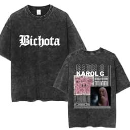 Hot Karol G Bichota Music Album Washed T Shirt Hip Hop Fashion Men Women Cotton Retro Short Sleeve Loose Summer Tees Streetwear