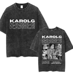 Hot Karol G Bichota Music Album Washed T Shirt Hip Hop Fashion Men Women Cotton Retro Short Sleeve Loose Summer Tees Streetwear