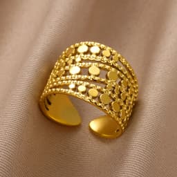 Stainless Steel Chunky Wide Rings For Women Vintage Gold Color Geometric Open Finger Ring Fashion Minimalist Jewelry Gift Femme