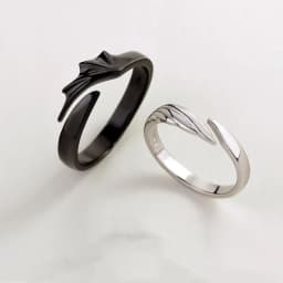 Korean Fashion Simple Couple Rings For Women Men Couple Goth Ring Punk Vintage Evil Wings Opening Finger Ring Jewelry Gifts