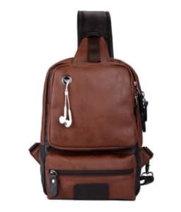 Vintage PU Leather Men Chest Backbag Casual Fashion Male Messenger Bags Back Pack Crossbody Bags Small Sling Single Shoulder Bag