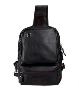 Vintage PU Leather Men Chest Backbag Casual Fashion Male Messenger Bags Back Pack Crossbody Bags Small Sling Single Shoulder Bag
