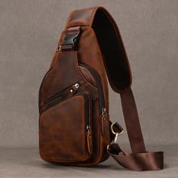 New Fashion Men's Chest Bag Single Shoulder Bagpack Bag Crossbody Chest Pack Vintage Style Male Travel Bags Genuine Leather Hot
