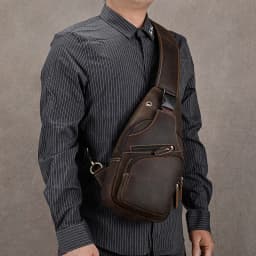 New Fashion Men's Chest Bag Single Shoulder Bagpack Bag Crossbody Chest Pack Vintage Style Male Travel Bags Genuine Leather Hot