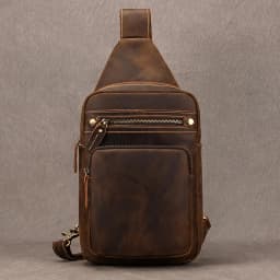 Newsbirds High Quality Big Chest Bag Real Cowhide Leather Chest Bags Crazy Horse Leather Men's Sling Bag Chest Pack For Man Male
