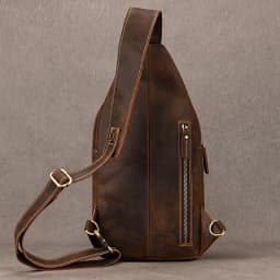 Newsbirds High Quality Big Chest Bag Real Cowhide Leather Chest Bags Crazy Horse Leather Men's Sling Bag Chest Pack For Man Male