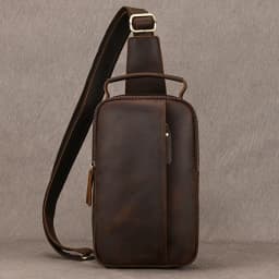 Newsbirds High Quality Big Chest Bag Real Cowhide Leather Chest Bags Crazy Horse Leather Men's Sling Bag Chest Pack For Man Male