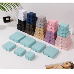 24pcs Jewelry Packaging Boxes Cardboard Drawer Jewelry Gift Display Box Bulk 8x8x2.5cm Rings Earrings Necklaces Thick Paper Box