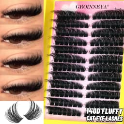 GROINNEYA Lashes Clusters Fluffy Volume Lash Clusters Bottom Lashes Wispy Eyelashes DIY Lash Extension Individual Lashes