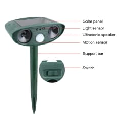 Solar Outdoor Cat Squirrel with Motion Sensor Ultrasonic Animal Repeller Animal Device for Farm Protection