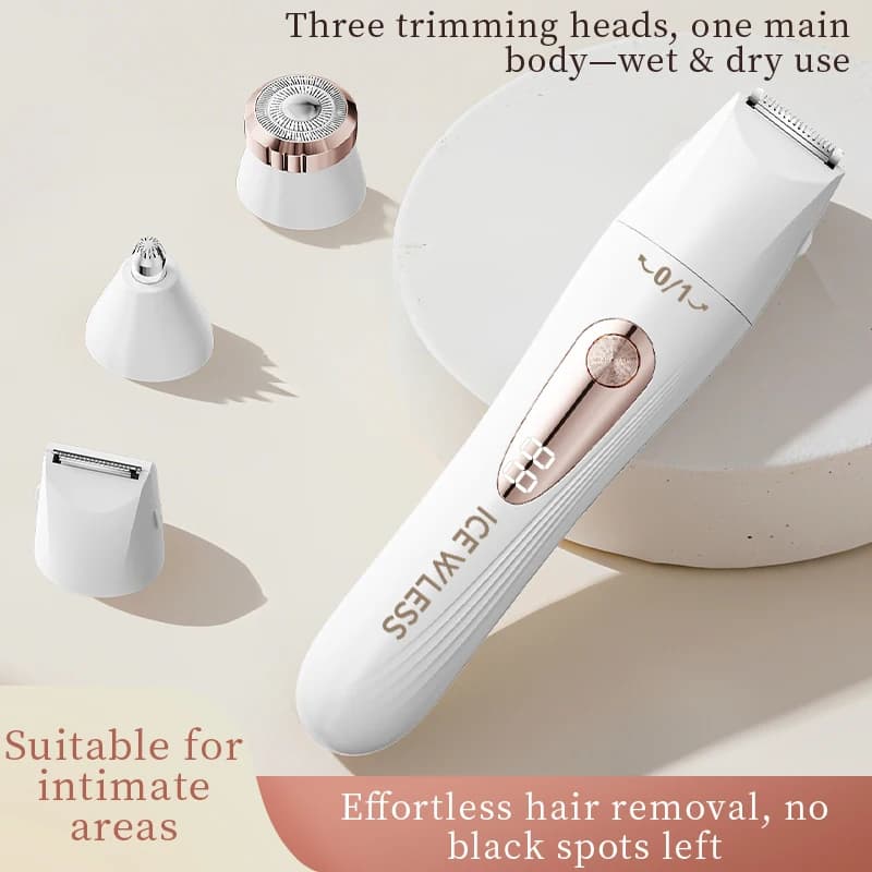 Women's Electric Shaver 3-in-1 Painless Epilator Portable Bikini Trimmer Facial Shaver for Ladies Body Underarms Legs