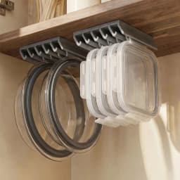 Kitchen Food Container Lid Holder Cabinet Space Saving Organizer Rack Plastic Shelf Hanger Bracket Wall Multi-Slot Sturdy Hook