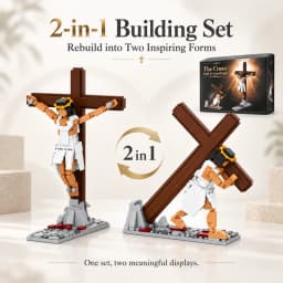 515PCS Jesus Cross Building Blocks 2 in 1 Crucifixion Path Model Bricks Religious Display Collectible Christian Gift Home Decor