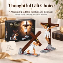 515PCS Jesus Cross Building Blocks 2 in 1 Crucifixion Path Model Bricks Religious Display Collectible Christian Gift Home Decor
