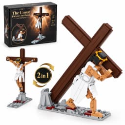 515PCS Jesus Cross Building Blocks 2 in 1 Crucifixion Path Model Bricks Religious Display Collectible Christian Gift Home Decor