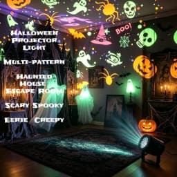 LED Projector Light Ghost Pumpkin Skull Skeleton Projection USB Powered Halloween Party Atmosphere Decor Light Ceiling Home Gift